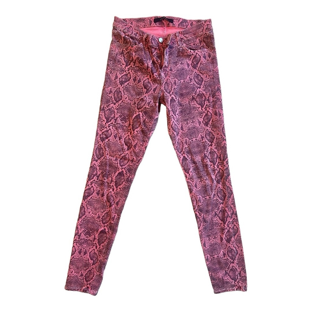 J Brand Pink Super Skinny Snake Print Jeans